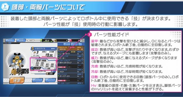 メダロットS頭部両腕 詳細