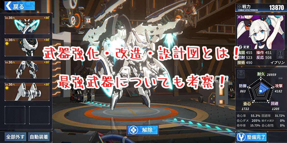 【ファイナルギア攻略】武器強化・改造・設計図とは!おすすめ最強武器についても考察!【強化育成】