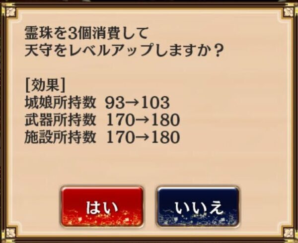 【御城プロジェクト:RE】設備強化